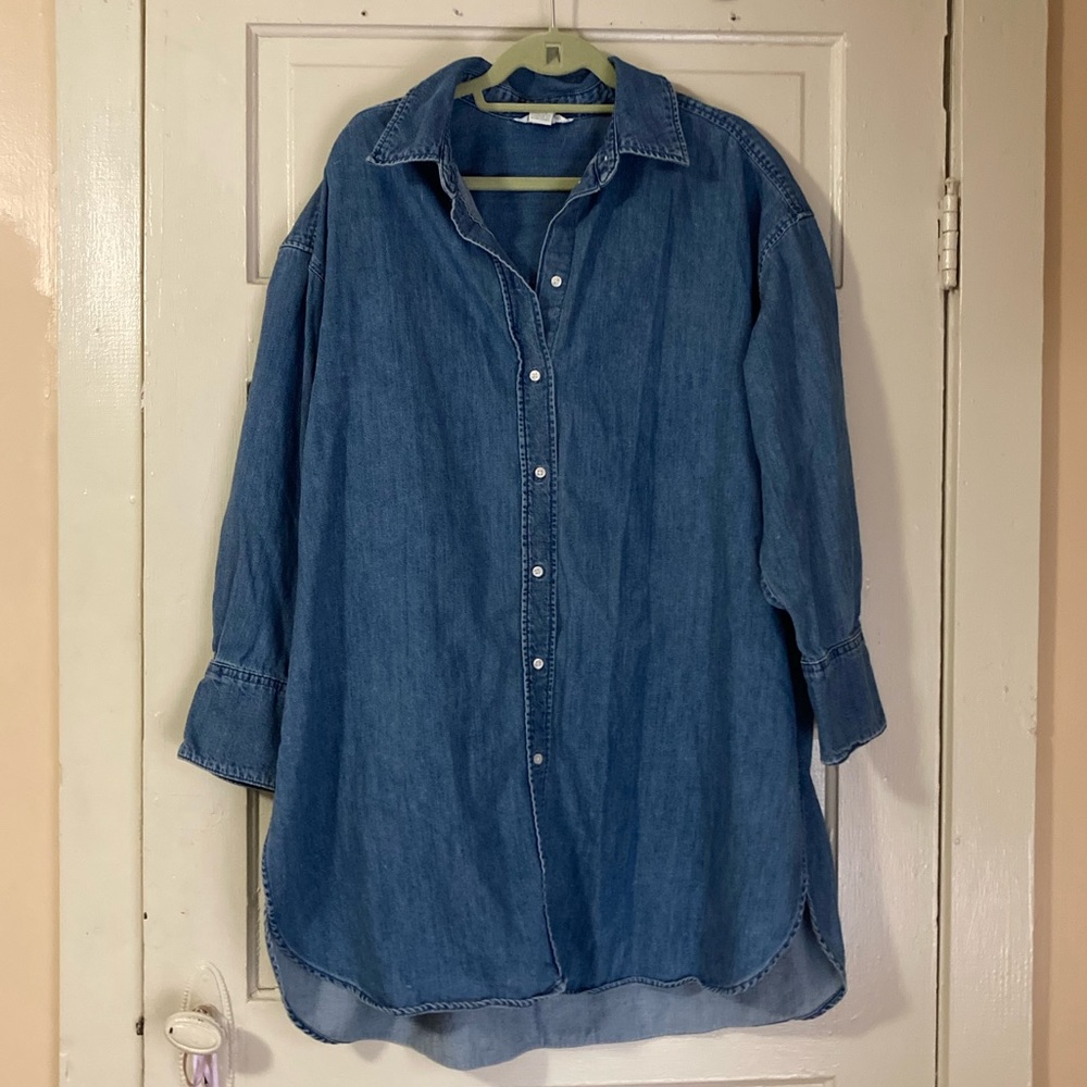 Denim Blue Shirt Dress - Picture 2 of 9